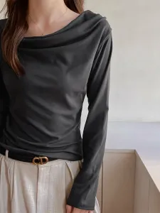 Эластичный топ с драпированным вырезом для женщин Doux Belle, цвет Dark Gray