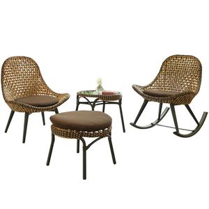 Садовое плетеное кресло-качалка из искусственного ротанга с усиленным алюминиевым каркасом