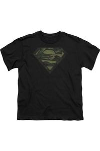 Футболка с принтом "Superman" в стиле камуфляж и потертостями для детей Gildan, черный