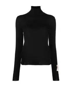 Шерстяной свитер с высоким воротником и нашивкой с логотипом. Golden Goose, черный