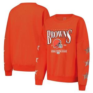 Женский оранжевый свитшот cleveland browns с пайетками в виде звезд на рукаве settle the score tri-blend Gameday Couture