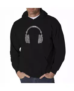 Мужская худи с принтом - Наушники - 63 жанра музыки LA Pop Art, черный