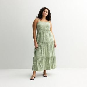 Платье макси в пол Plus size So, Olive Patchwork