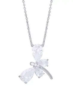 Кулон в виде стрекозы с кубическим цирконием, 18 дюймов, серебряная пластина Macy'S, silver
