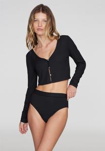 Женский укороченный кардиган из модального шелка в рубчик CUUP, Black