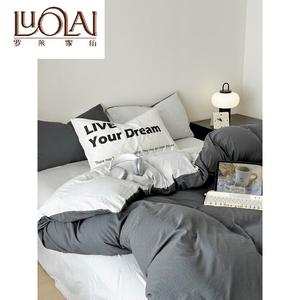 LUOLAI HOME Комплект постельного белья 1,5 м, 4 предмета, пододеяльник 200x230 см, цвет: лунно-серый