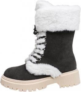 Женские теплые ботинки с шнуровкой, большого размера, подходят для повседневной носки, на улице и в снежную погоду, мягкие и удобные. Fusecottc, Grey
