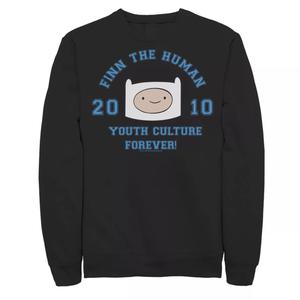 Мужской флисовый пуловер с рисунком Finn The Human Youth Culture Forever, Black Licensed Character, черный
