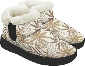 Женские зимние ботинки на снег для улицы и дома, теплые ботильоны на щиколотку, плоская подошва, противоскользящие, зимние походные ботинки, размер 6-13,5 Quxjehoe, Leaves