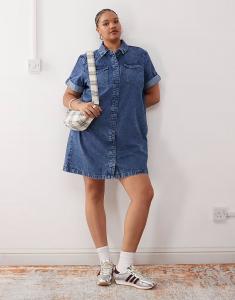 Джинсовое платье Noisy May Curve в цвете средне-синего тона