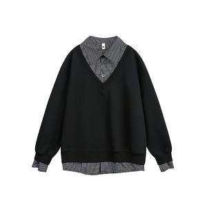 Свитшот Unisex Polo Collar Moderate Mock Two Piece VanCamel, черный