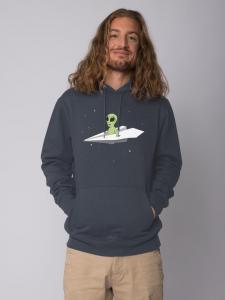 Толстовка wat? Apparel Sweatshirt Alien on a paper plane, цвет India Ink Grey