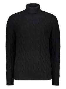 Свитер с воротником-стойкой и кабельной вязкой Gordon Moorer, синий