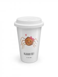 Mr. & Mrs. Panda Термокружка с изображением паука, логотипом Агаты Джой и надписью белого цвета