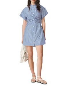 Платье Gretchen в полоску из поплина rag & bone, синий