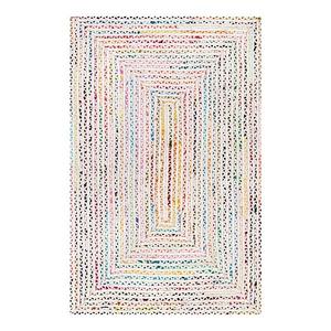 Плетеный полосатый ковер Nomad tammara Nuloom, белый, 153x244 см