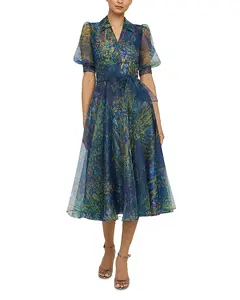 Платье Винни с пышными рукавами Theia, мультиколор