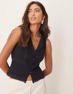 Топ с кружевной отделкой черного цвета Asos Design