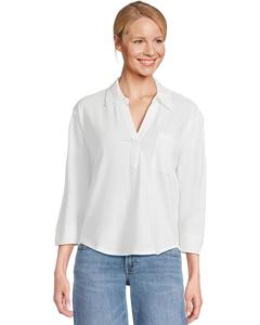 Футболка L.L.Bean Cotton Linen Tee Splitneck, белый