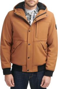 Мужская куртка-бомбер Levi's Soft Shell с подкладкой из шерпы и капюшоном, Brown