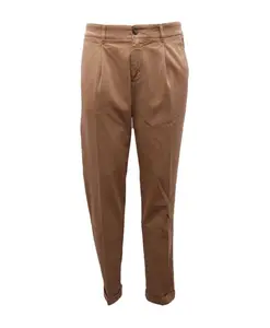 Хлопковые брюки с подвернутыми штанинами Eleventy, коричневый