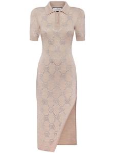 Платье-поло миди с монограммой Philipp Plein, нейтральный цвет