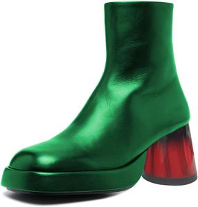Женские ботильоны YDN с квадратным носком на платформе, низкий широкий каблук, повседневная и нарядная обувь, размеры 4-15 US, Green
