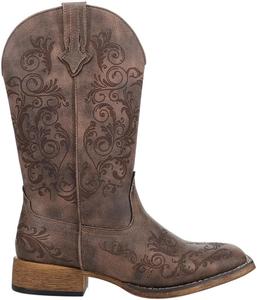 Женские повседневные ботинки ROPER Bailey Laser с квадратным носком, средней длины, низкий каблук 1-2" - коричневые