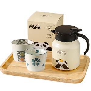 Чайники KAWASIMAYA, [One Pot With Two Cups And Tray]Panda Fafa Tea Separator Keep Warm Kettle 1000Ml (Hide And Seek)