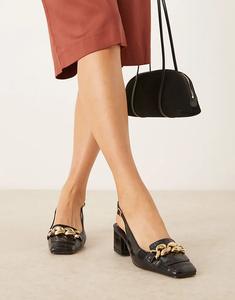 Туфли-лоферы Spencer ASOS DESIGN на среднем каблуке с открытой пяткой и отделкой из черного крокодила