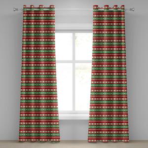 Занавеска ABAKUHAUS Fiesta с люверсами, мексиканское одеяло с геометрическим узором, полосками и ромбами, этническая композиция, декоративные 2-панельные оконные шторы, 280 см x 260 см, зеленый киноварь, мультиколор