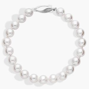 Классический браслет из искусственного жемчуга Акойя 7,5 дюйма из 18-каратного белого золота (7,0-7,5 мм) Blue Nile