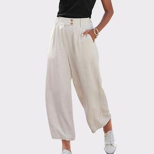 Женские брюки из льна с широкими штанинами Lascana, Sand