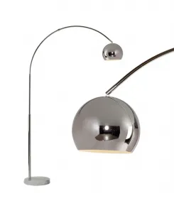 Современный светодиодный напольный светильник Olivia с дугообразным основанием из массивного мрамора (190 см), лампочка в комплекте Brightech, хром