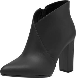 Женские ботильоны FOWT, форма V, заостренный носок, на щиколотку, с устойчивым высоким каблуком, короткие ботинки, модная боковая молния, повседневные, для вечеринок, ночных клубов, выпускных, размеры 4-16 US, Black