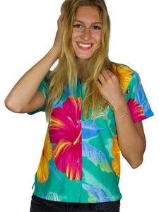 Блуза King Kameha Big Flower, небесно-синий