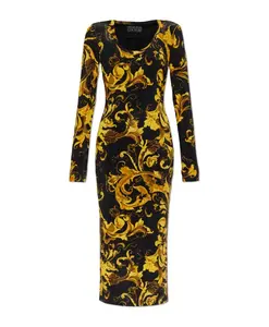 Платье с барочным принтом Versace Jeans Couture, желтый