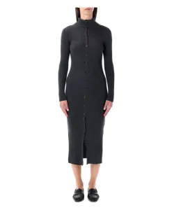 Трикотажное платье в рубчик с пуговицами Sessun, серый