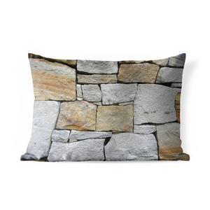 Уличная подушка MuchoWow - Каменная стена без цемента - 60x40 см - Устойчивость к атмосферным воздействиям - Подушка для отдыха - Чехлы для подушек - Декоративные чехлы для подушек - Декоративные чехлы для подушек, мультиколор