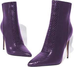 Женские ботильоны YDN на высоком каблуке-стилетто, заостренный носок, блестящая кожа с декоративной молнией, размеры 4-15 US, Purple