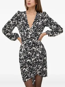 Мини-платье с принтом и V-образным вырезом Morgan, черный