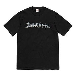 Футболка fw18 liquid tee black silver logo short sleeve Supreme, черный