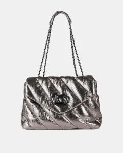 Стеганая сумка с клапаном из металлизированной ткани Lola Casademunt, серебряный