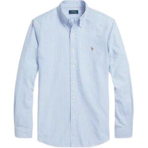 Полосатая хлопковая рубашка Polo Ralph Lauren, светло синий