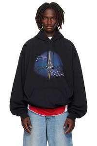Ночная толстовка с капюшоном oversize Night in Paris Vetements, черный
