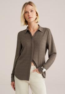 Блуза WE Fashion Button-down blouse, Olive Green/Olive