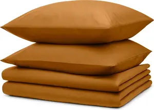 Комплект постельного белья Blumtal 2 шт. 135x200 см + 2 наволочки 40x80 см - простыни из микрофибры 135x200 см - комплект постельного белья из 4 предметов, коричневый