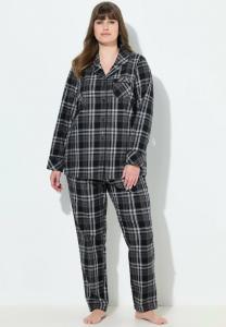 Пижамный комплект Ulla Popken PLAID BUTTON FRONT SET, Black