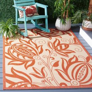 Ковер SAFAVIEH, 201 x 290 см, Washable Rug Outdoor Courtyard Collection - Natural & Terracotta, без линьки и легкий в уходе, идеален для патио, заднего двора, прихожей (CY2961-3201)