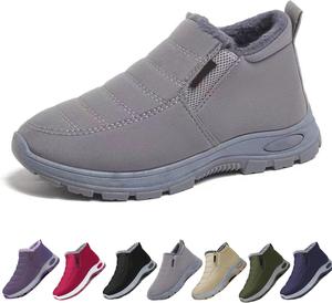 Женские зимние ботинки на снег, противоскользящие, теплые, с легким надеванием, ортопедические кроссовки для ходьбы, с меховой подкладкой и поддержкой свода, уличная обувь Generic, Grey